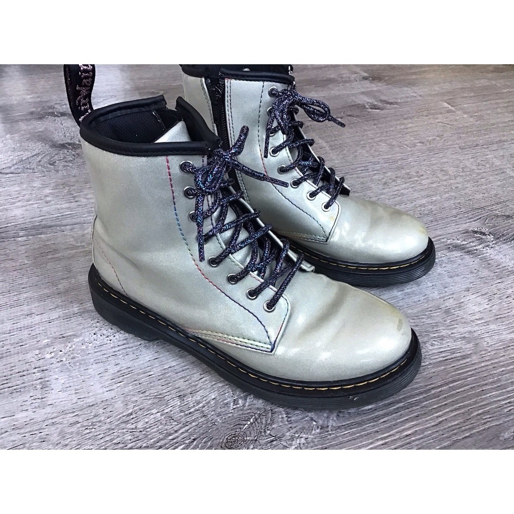 Dr Martens 1460 J Pooch Womens 5 / Youth 4 Pearl Glitter Side Zip Ankle Boots